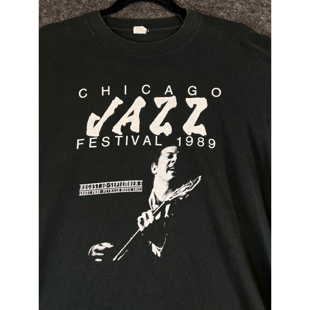 VTG 1989 Chicago Jazz Festival T Shirt Mens XL Black Single Stitch 11th Annual